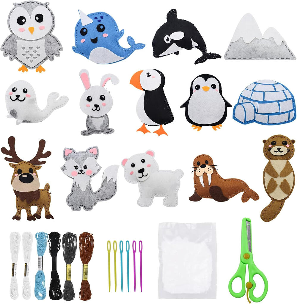 Kit de Costura de Animais Polares de Feltro