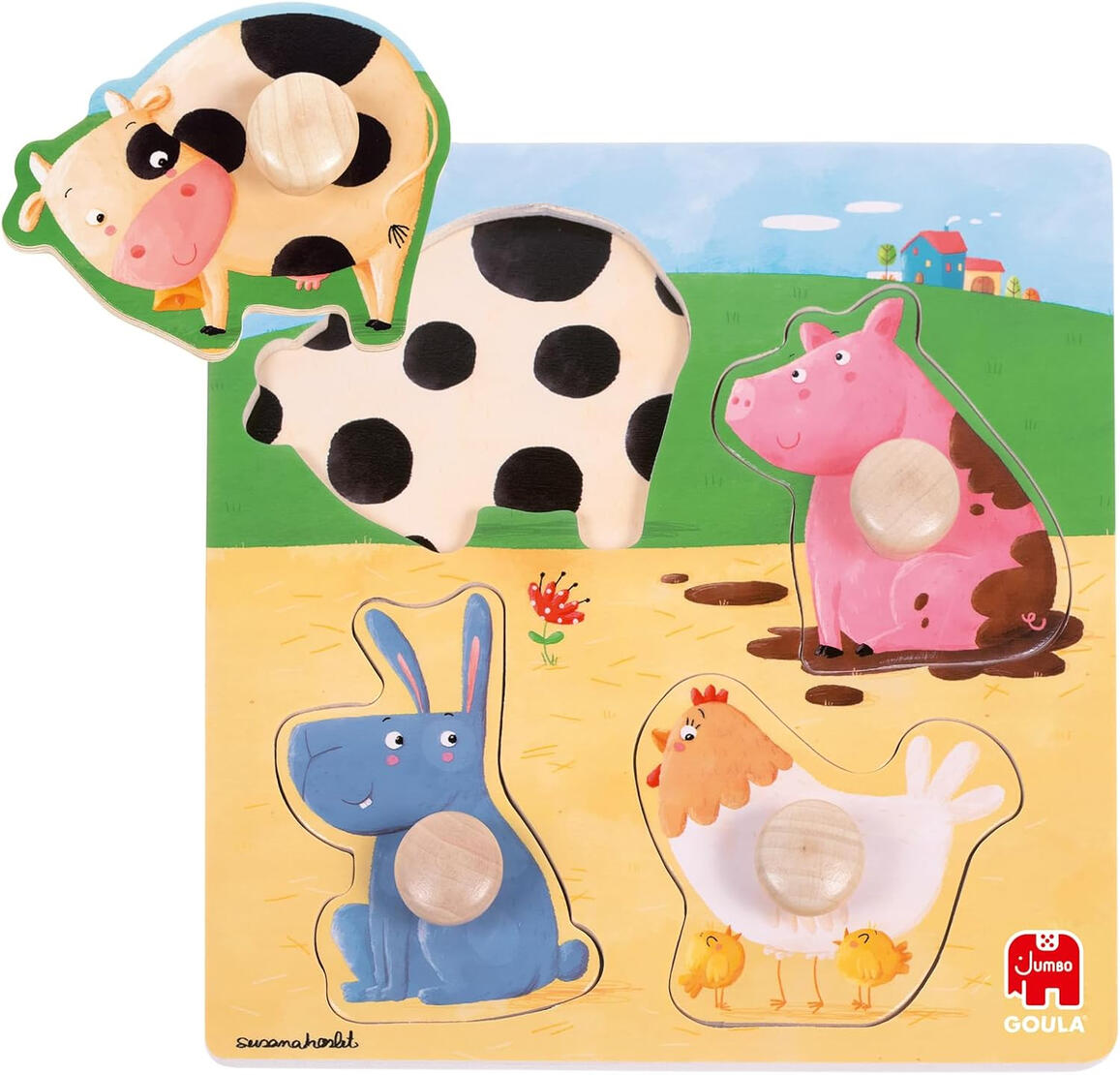 Puzzle Ilustrado com Pegas de Madeira