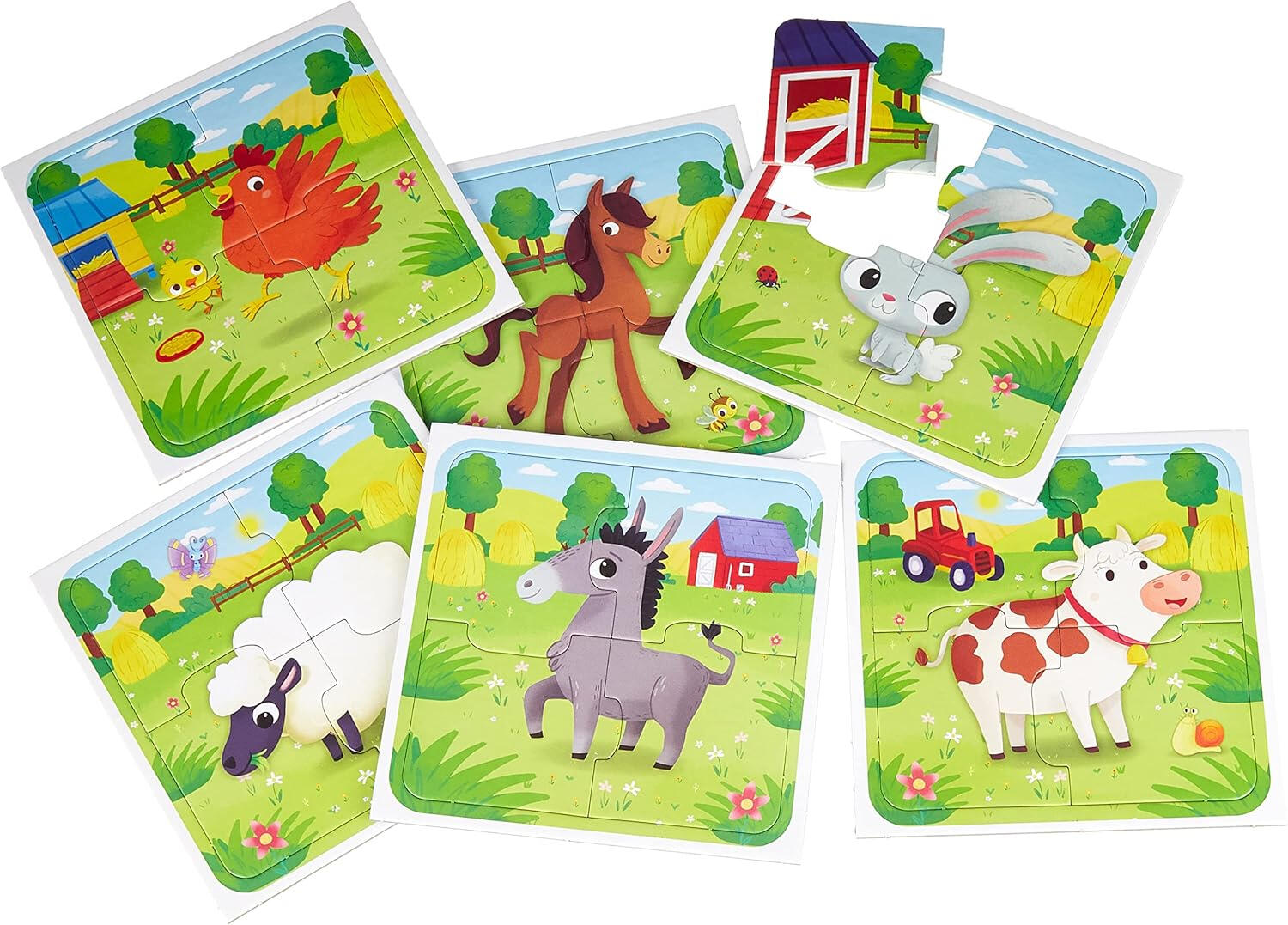 Puzzles de 4 Peças de Animais da Quinta