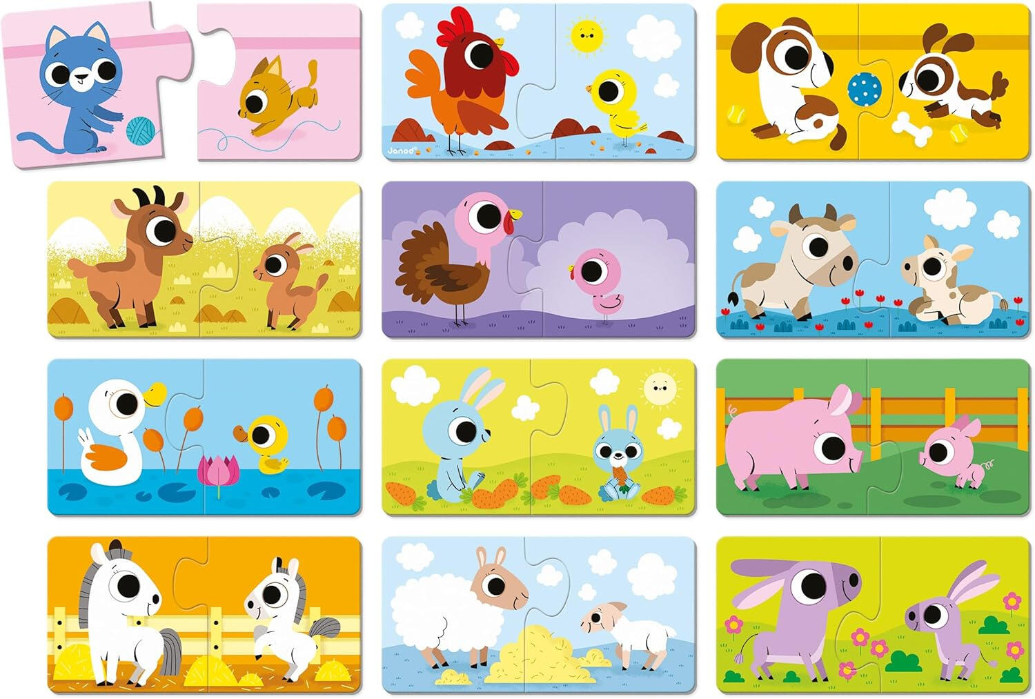 Puzzles de 2 Peças de Animais Domésticos